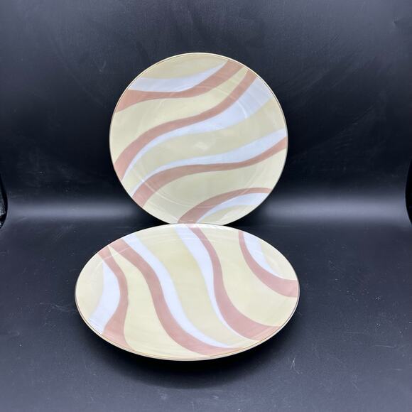 Vintage Pink and Yellow Swirl Salad Plates by Mascot (Japan) Pattern NA-960 - Picture 1 of 8